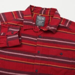 Mountain Hardwear Men's M/M Red Striped Long Sleeve Casual Button Up Shirt